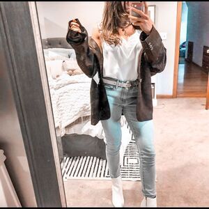 Oversized Brown leather blazer